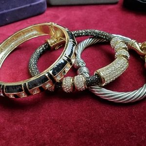 Set of 3 Fashion Rhinestone Bangles Bracelets
